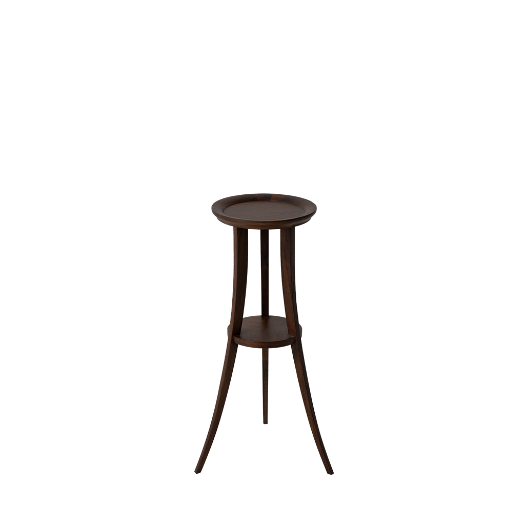 Wooden side table on a white background