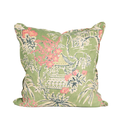 Pink and Green Chinoiserie Pillow, Linen
