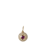Gold pendant with gemstones on a white background