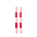 Pink and Red Striped Candles, Set of Two