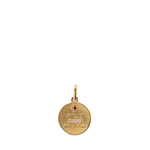 Gold pendant with a pink gemstone on a white background