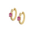 Diamond &amp; Pink Sapphire Huggie Gold Earrings 13mm