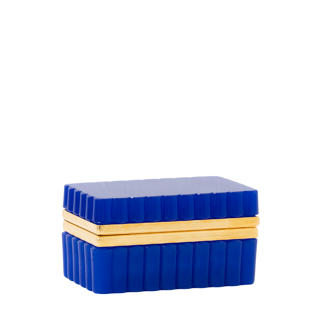 Antique Opaline Scalloped Cobalt Box
