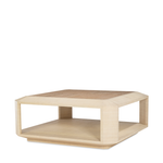 Hexagonal wooden coffee table on a white background