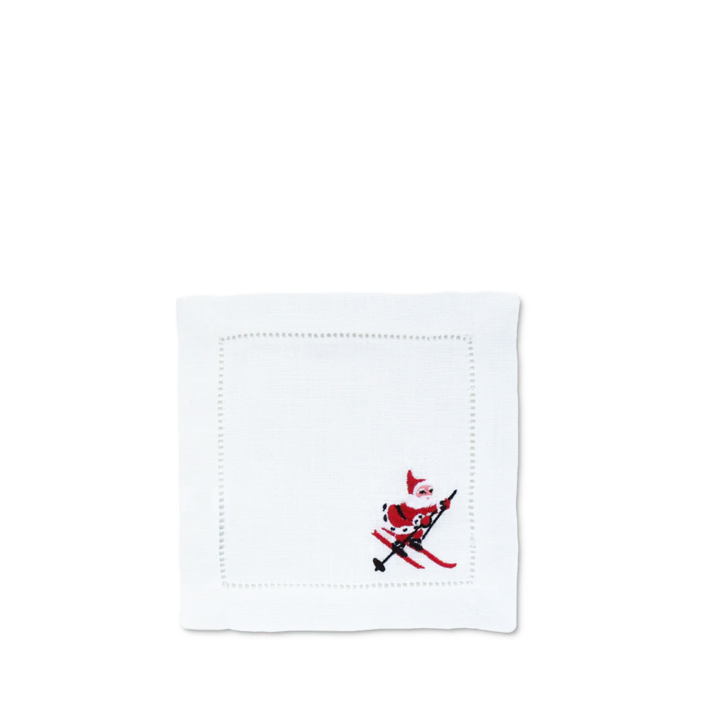 Skiing Santa Cocktail Napkins, Set of 4