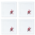 Skiing Santa Cocktail Napkins, Set of 4