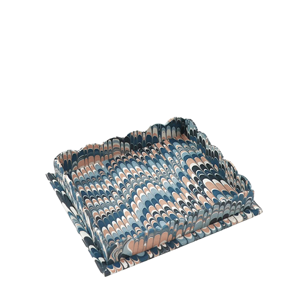 Decorative tray with a geometric pattern on a white background