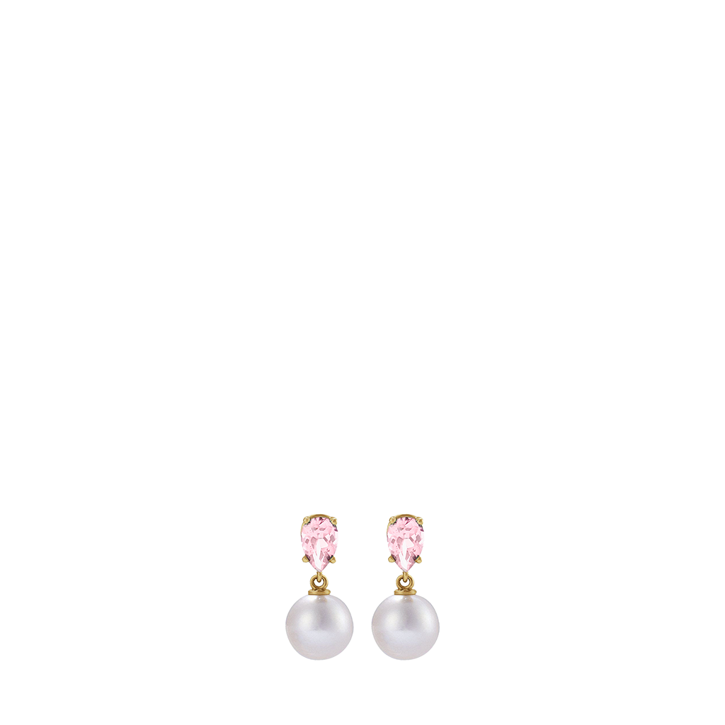 Pink Sapphire Pearl Drop Earrings