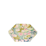 Hexagonal tray with marbled design on a white background