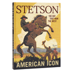 Book cover of 'Stetson: The Hat That Won the West' with a cowboy on a horse and text.