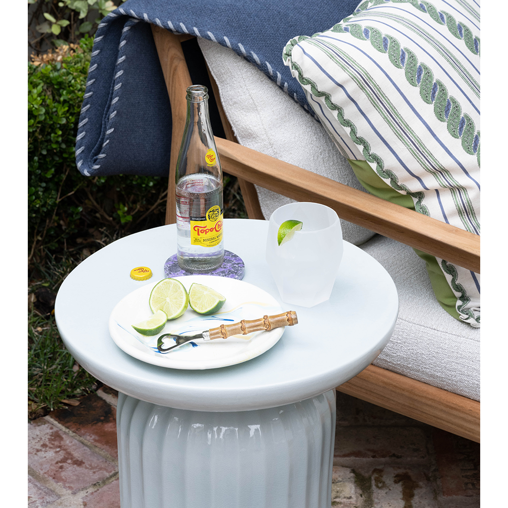 Fluted Table, Blue Gray