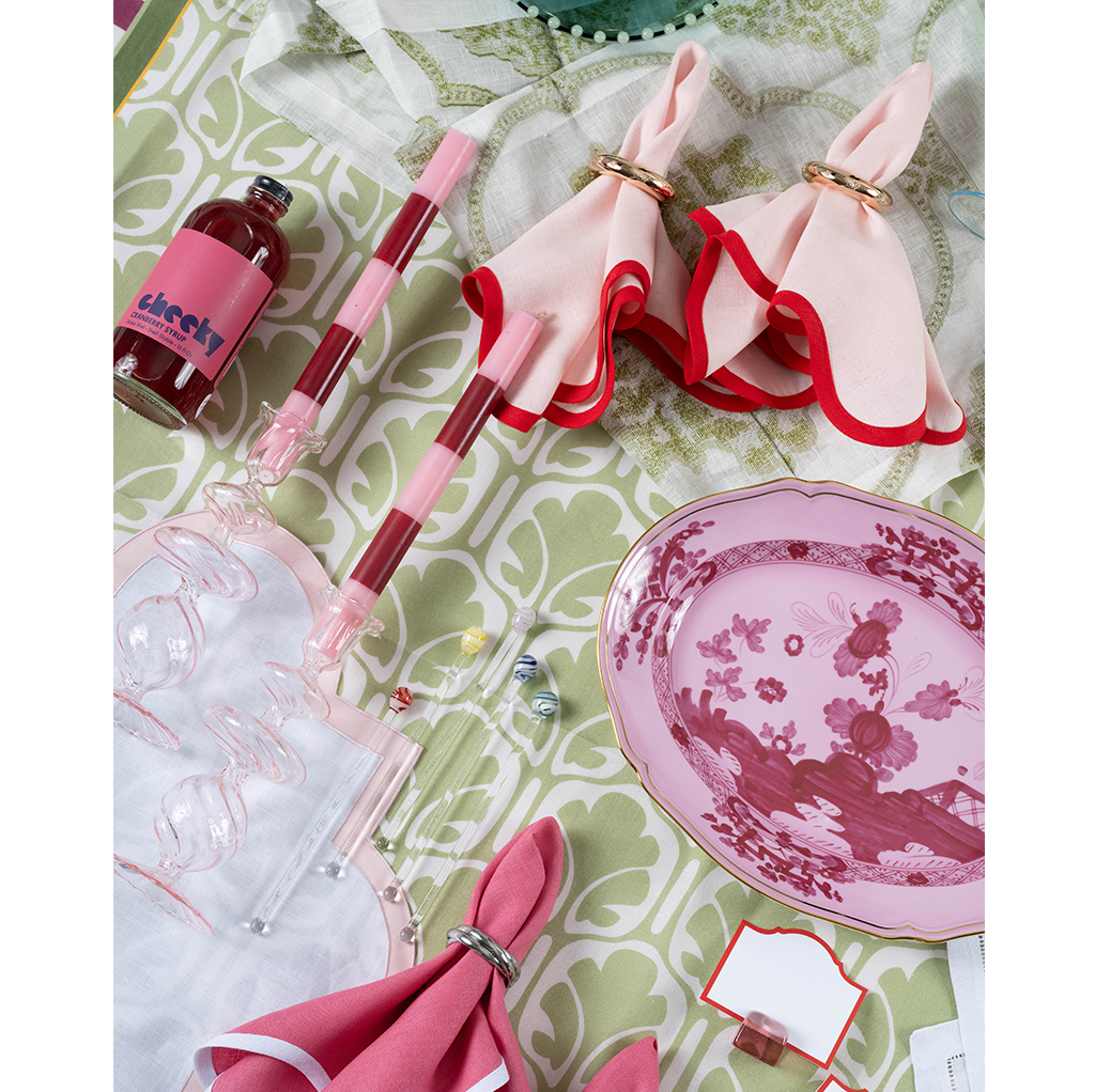 Pair of Striped Candles, Pink and Red