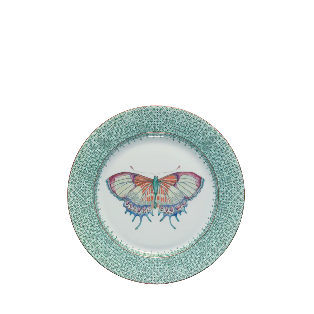 teal lace butterfly accent plate