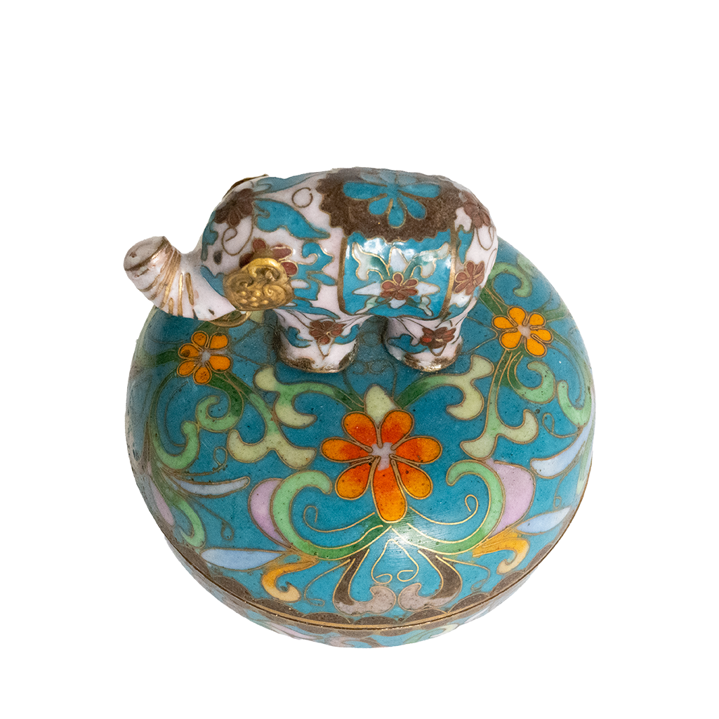 Cloisonne Elephant Music Trinket Box top 