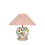 Famille Rose Lamp with Pink Pleated Shade