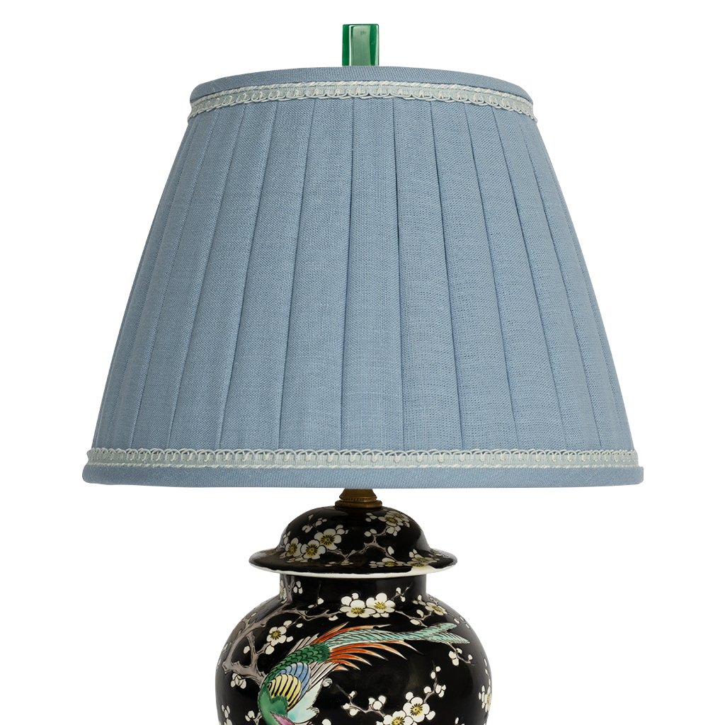 Famille Noire Lamp with Custom Blue Shade