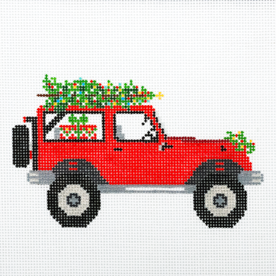 Needlepoint Canvas Jeep Ornament Kit