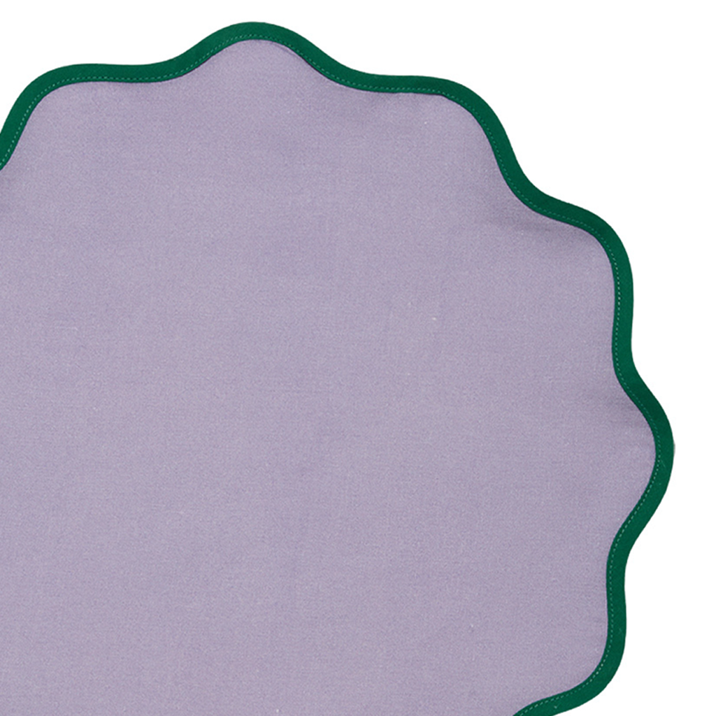 purple and green placemat close up image