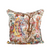 pillow with scenic motif including people, florals, and much color