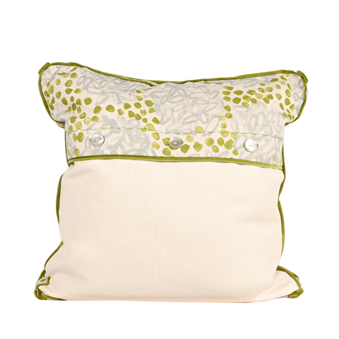 pillow with green and blue abstract floral design