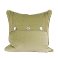 back of green pillow with decorative side border stripe