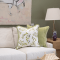 lifestyle image of flutter pillow with pistachio pillow 