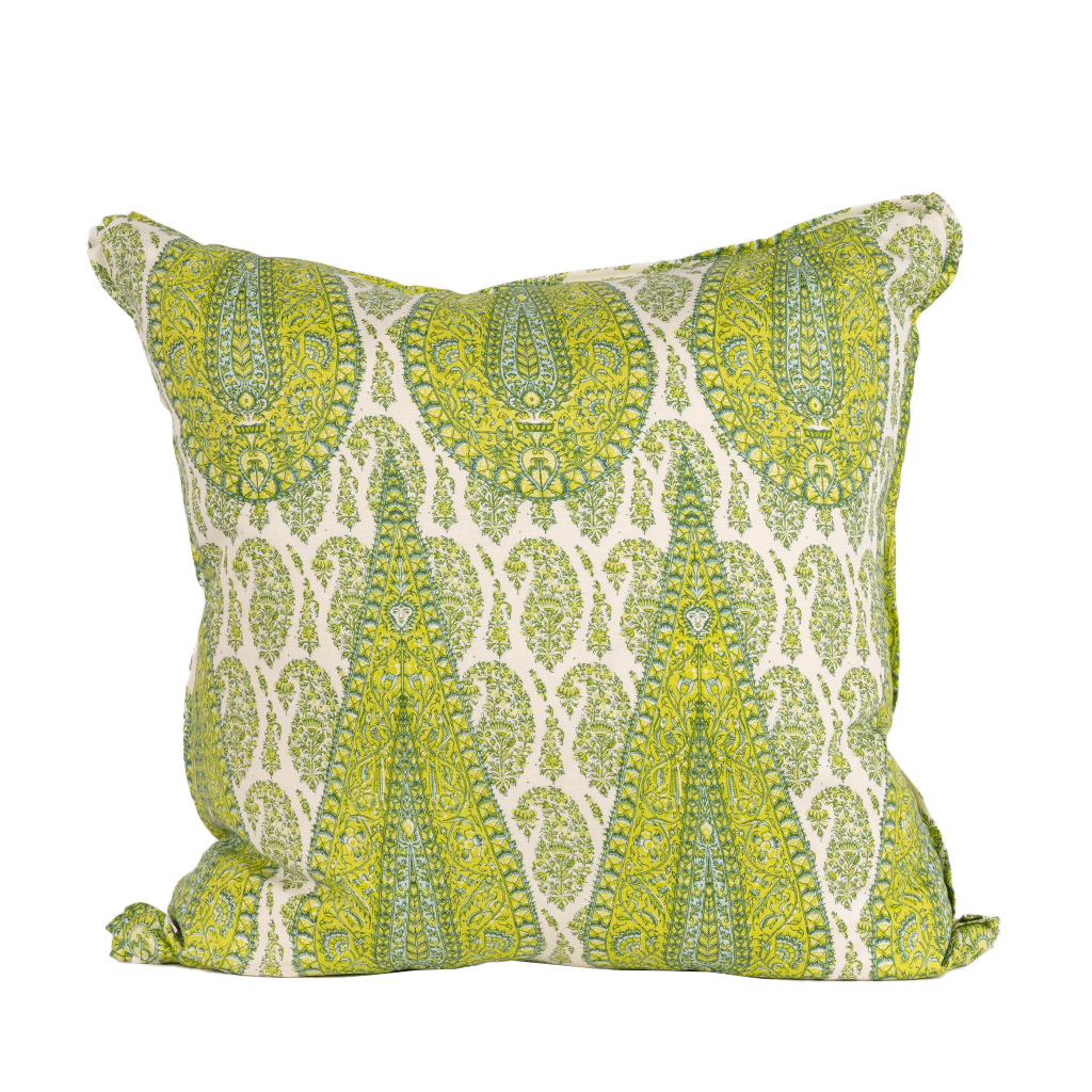 green paisley print pillow