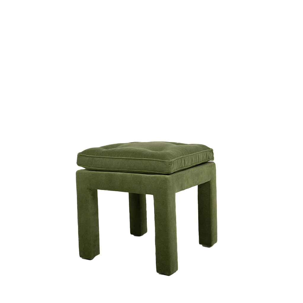 green upholstered bench