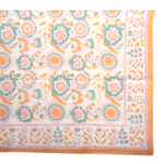 Block Print Tablecloth Orange and Green