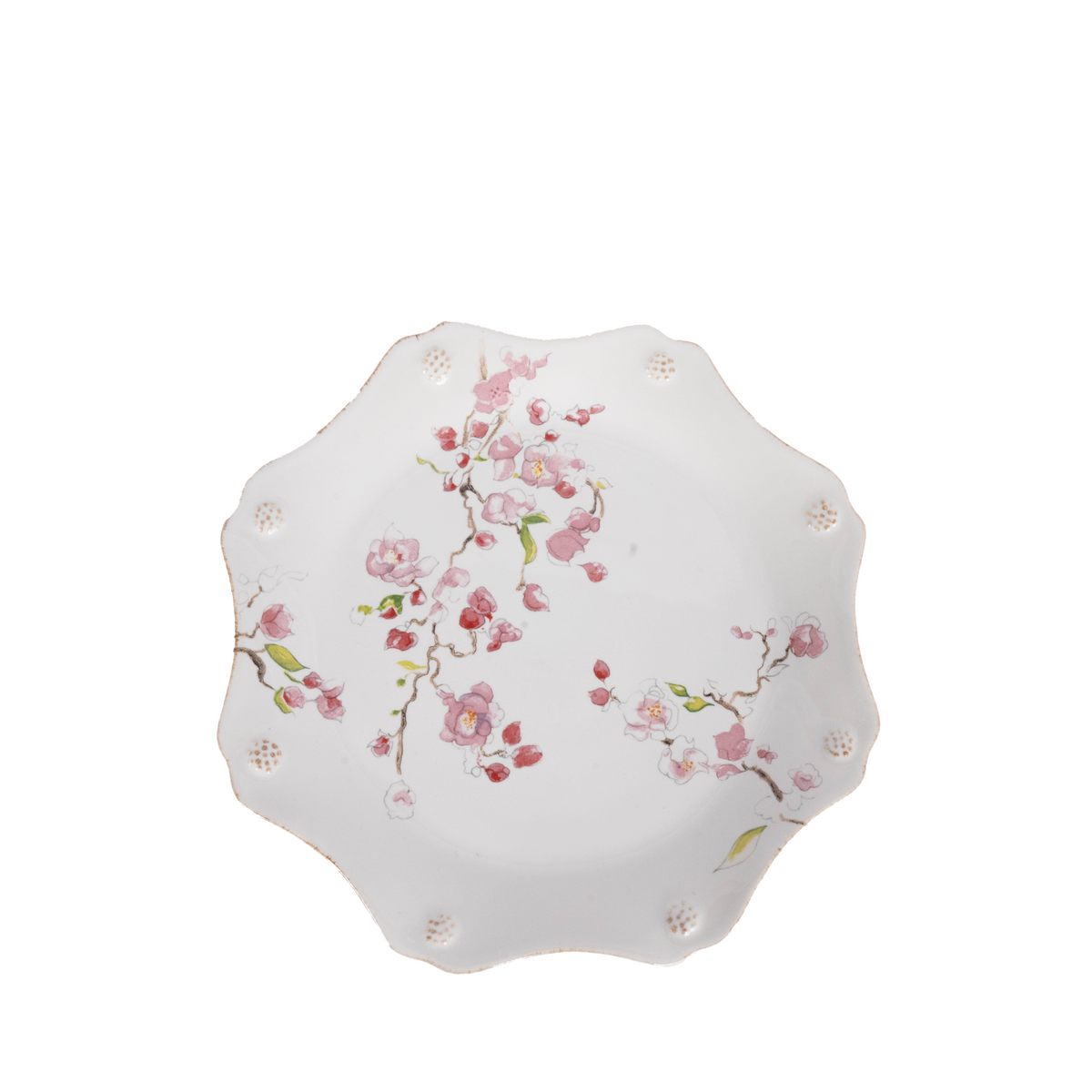 white cherry blossom salad plate