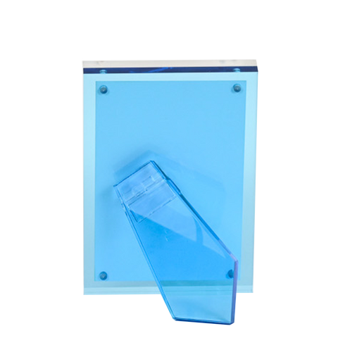 Image of the back of the blue lucite picture frame