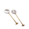 Pair of silver salad servers with gold bee's at handles