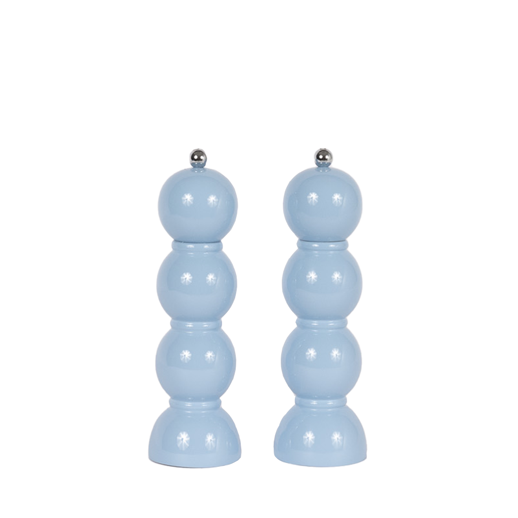 periwinkle lacquer salt and pepper mills