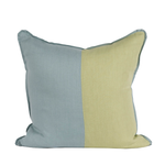 green and blue color block pillow