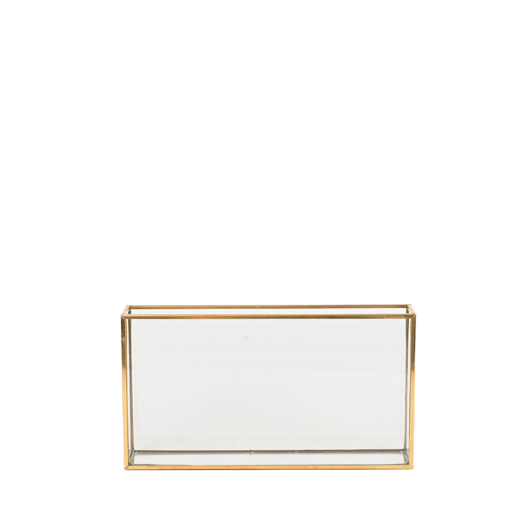 Square Gold Window Vase Blue Print