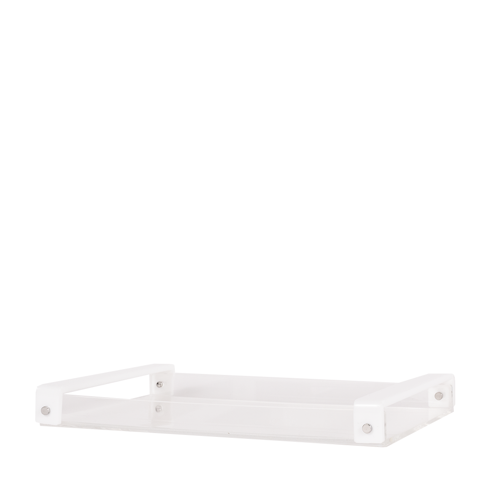 lucite tray with white handles