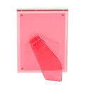 Image of back of pink lucite frame