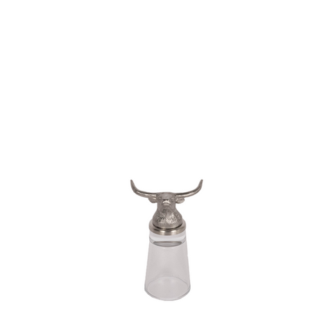 Clear shot glass with silver longhorn