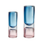 Small and Large Pink and Blue L'Amour Vases Side by Side 