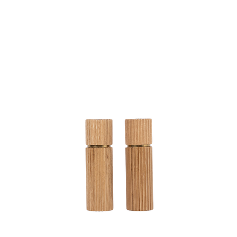 wood salt and pepper mill with brass accent