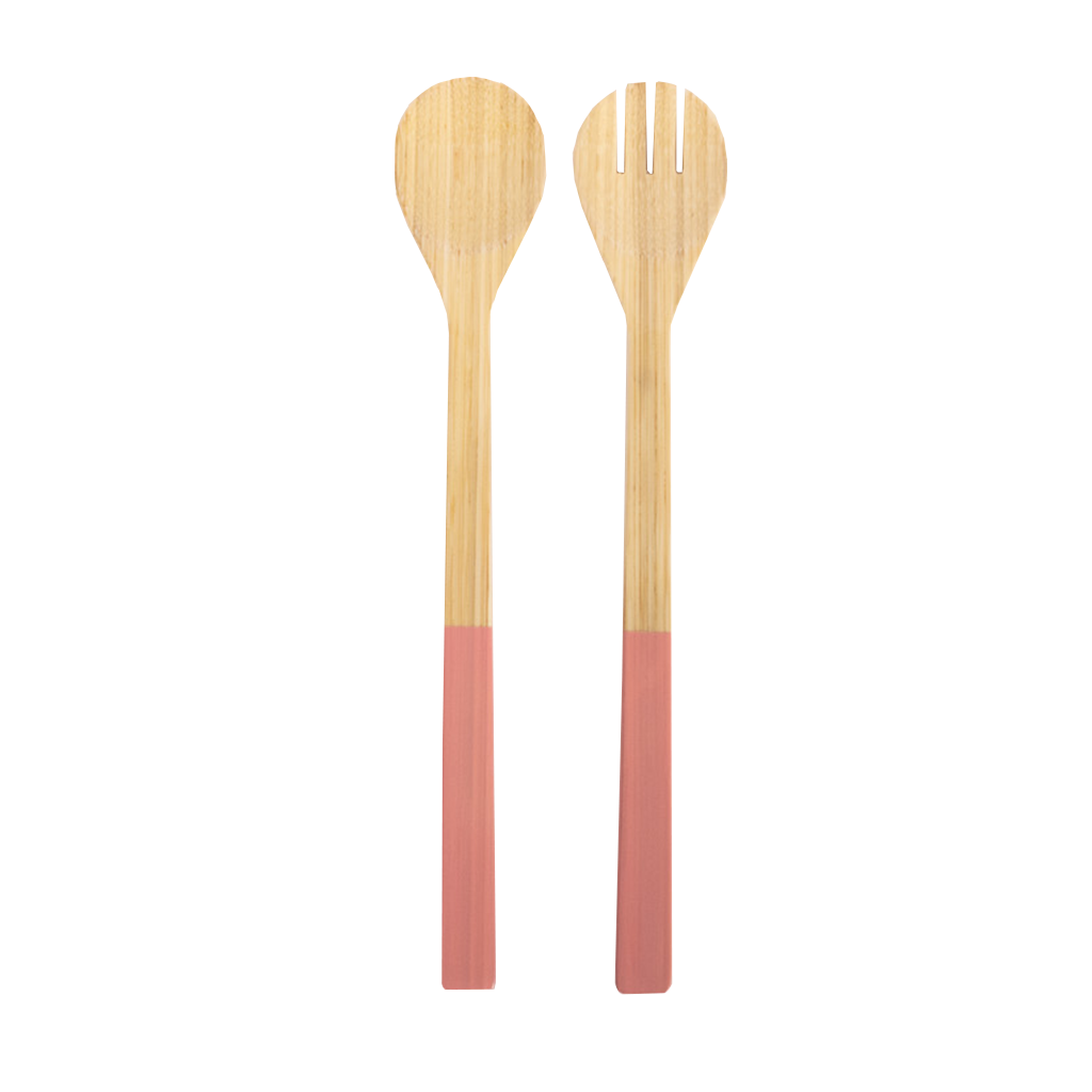 Bamboo Oversized Salad Servers, Pink