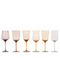 Set of 6 wine glasses in various shapes and colors