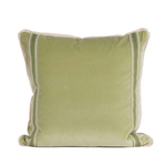 green pillow with darker green accent stripe border on sides