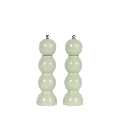green lacquer salt and pepper mills