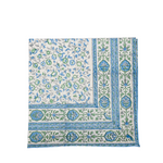 block print napkin with blue and green details