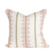 cream pillow with green stripes and pink abstract floral images