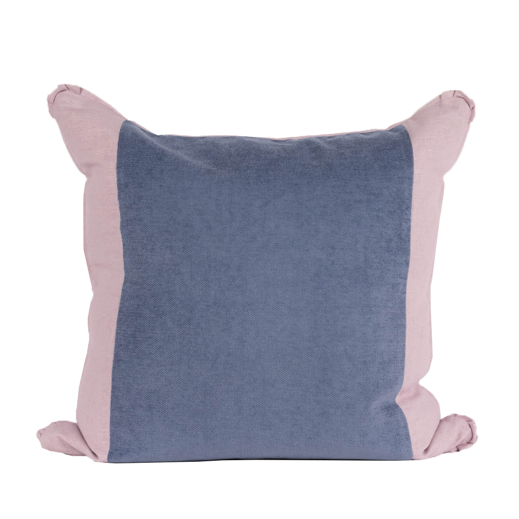 plum and lavender color block pillow