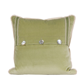 back of green pillow with darker green accent stripe border on sides