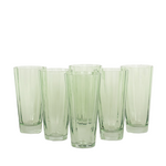 set of 6 mint glass with wavy ridge detail