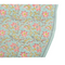 round version of blue tablecloth with pink floral pattern